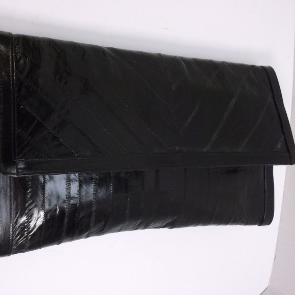 VTG Leather of the sea large black clutch - Picture 7 of 9